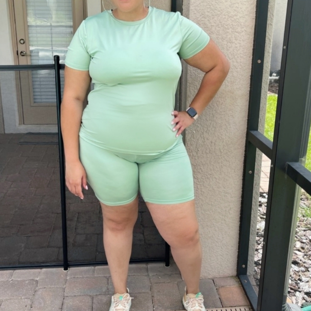 Mint Green biker short set